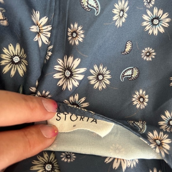 Storia Blue Floral Puff Sleeve Smocked Button Dress - Picture 8 of 10